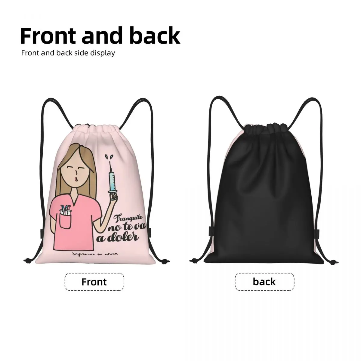 Custom Enfermera En Apuros Doctor Nurse Medical Drawstring Backpack Bags Men Lightweight Gym Sports Sackpack Sacks for Training