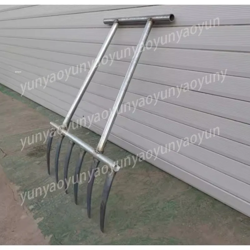 Wide 4-Tine Heavy Duty Steel Digging Garden Fork Mud Loosening Tool for Water Chestnut Harvest