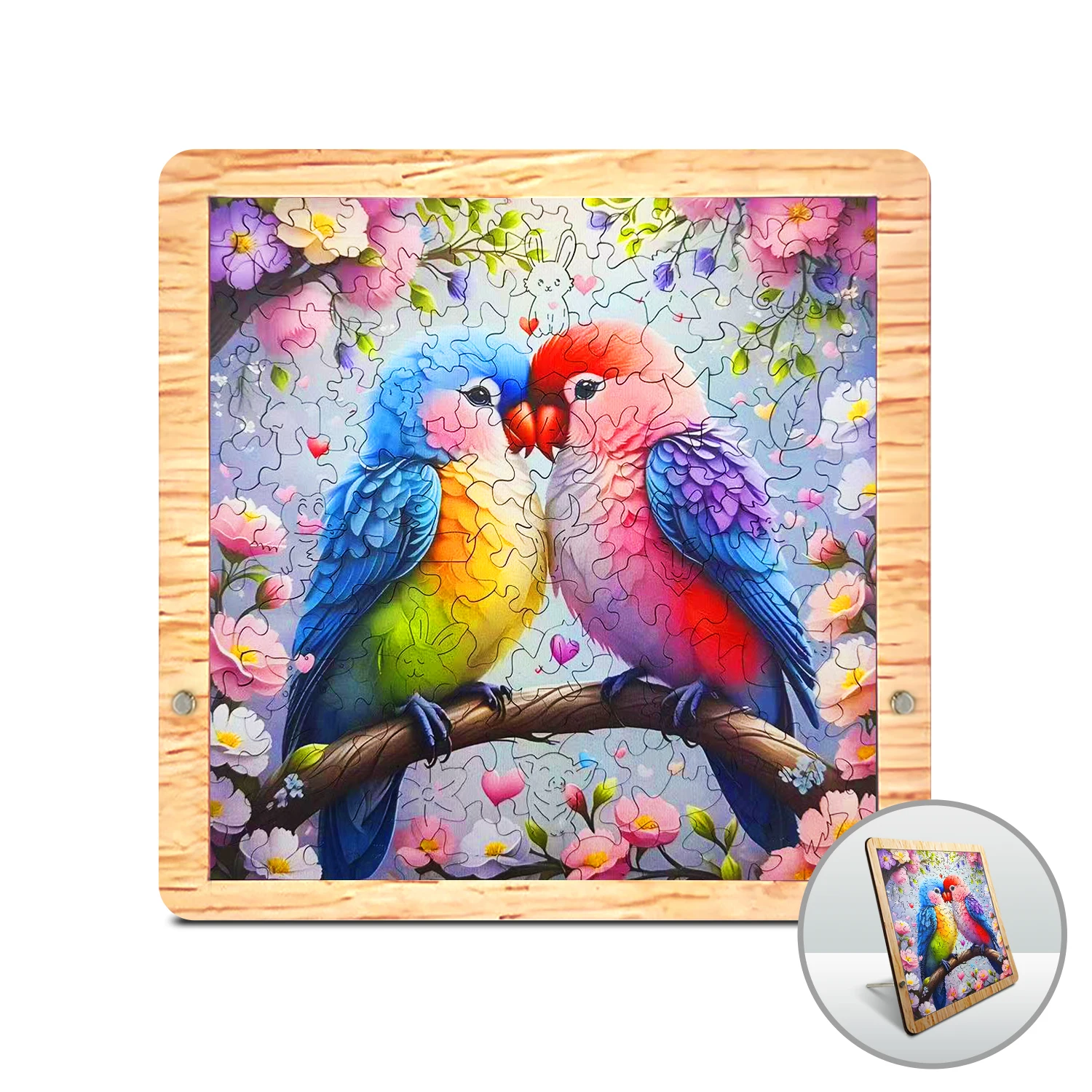 Two Birds Wooden Puzzle, 115 Pieces Jigsaw Puzzles with Wooden Frame, Unique Shaped Wooden Puzzle for Adults, Ghristmas Birthday