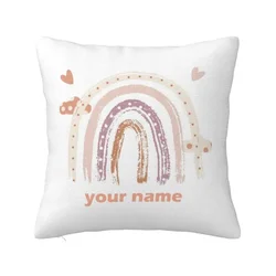 Rainbow Print Custom Cushion Cover Adult Children Personalized Name Customize Pillowcase Home Housewarming Birthday Gifts