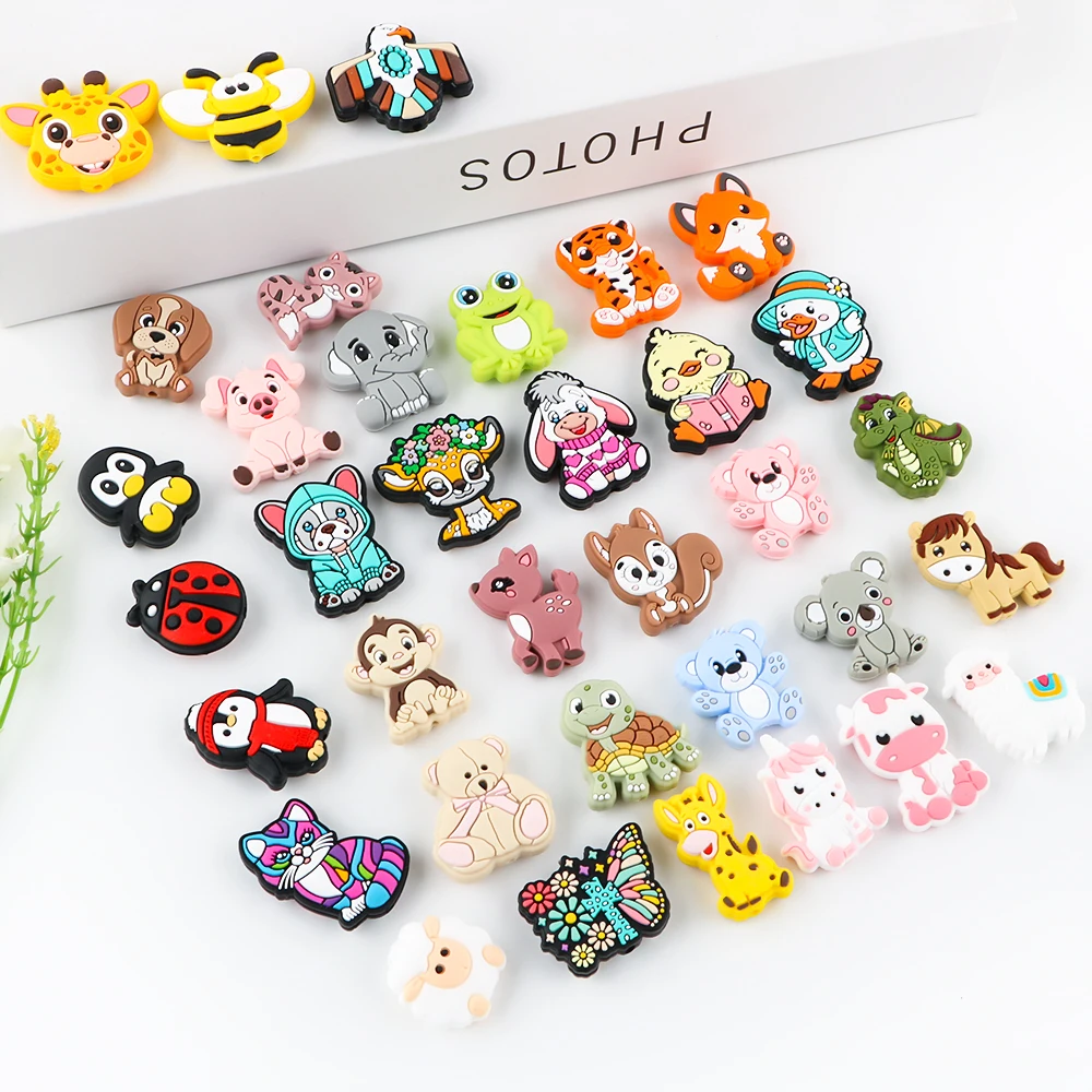 sunrony 5Pcs New Focal Silicone Beads mashup Animal Combination For Making DIY Jewelry Bracelets Necklace Keychain Accessorie