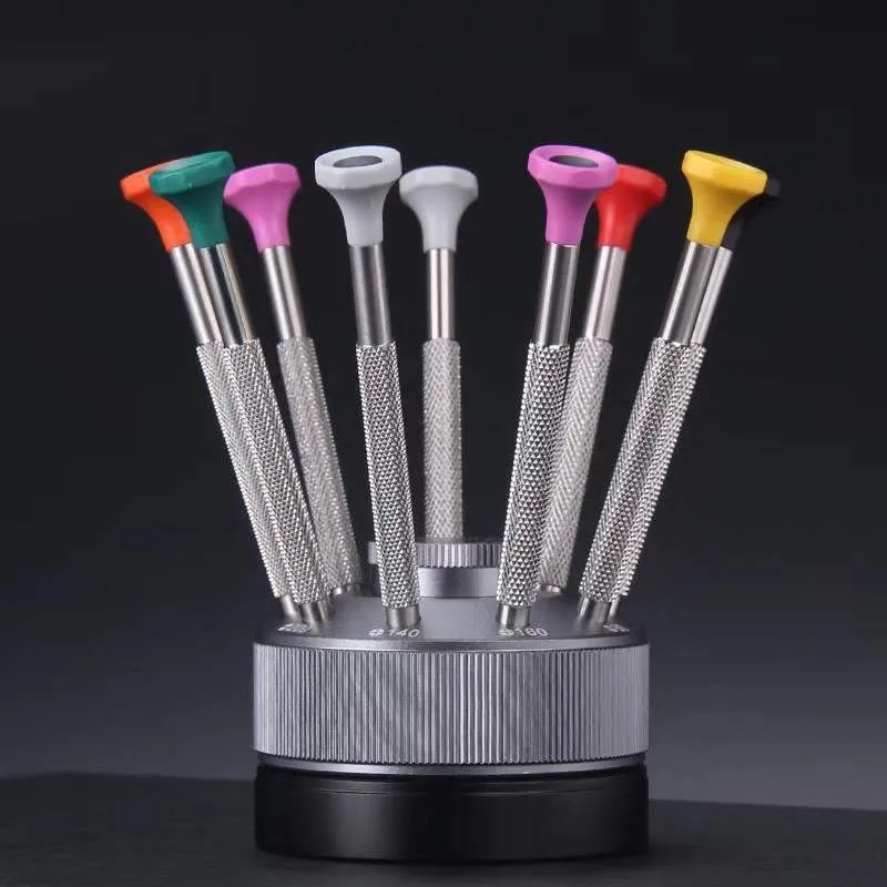 High quality stainless steel watch Repair Tool Screwdriver Set Of 12 Ø0.50mm - Ø3.00mm On Rotating Base 01.218-E for watchmaker