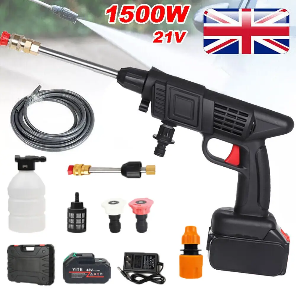 48V Battery Portable Cordless Car High Pressure Washer Jet Water Wash Cleane Gun