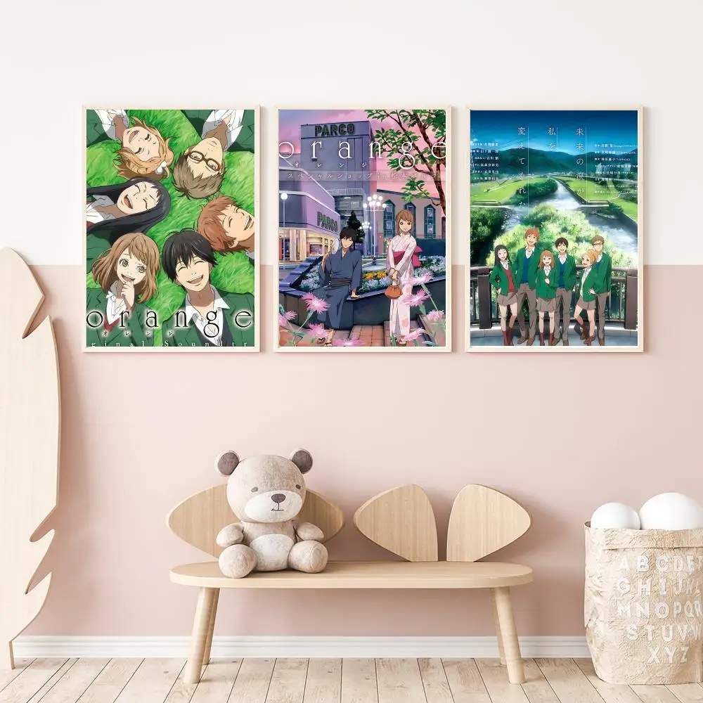 Anime Orange Poster Versatile HD Waterproof Wall Art Self-Adhesive Decor for Any Space Ideal Gift