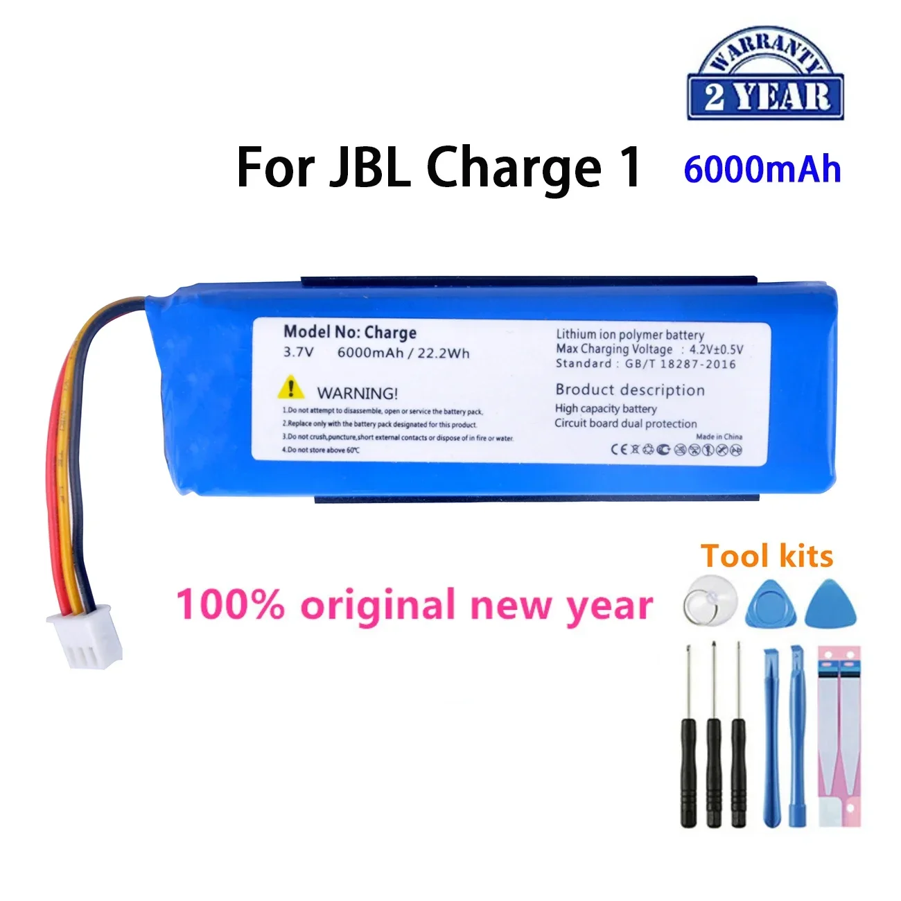 

Original AEC982999-2P 6000mAh Replacement Battery For JBL Charge 1 Charge1 Wireless Bluetooth Speaker Batteries + Tools