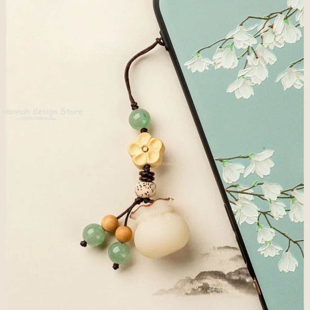 Creative Lucky Bodhi Flower Phone Chain Chinese Style Good Luck Fortune Bodhi Pendant Phone Charms Decoration