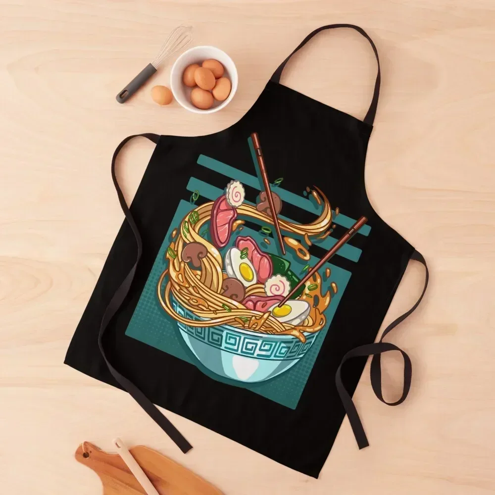 

The delicious falling Japanese ramen bowl Apron Customizable Korean professional hairdressing Cute Kitchen Accessories Apron
