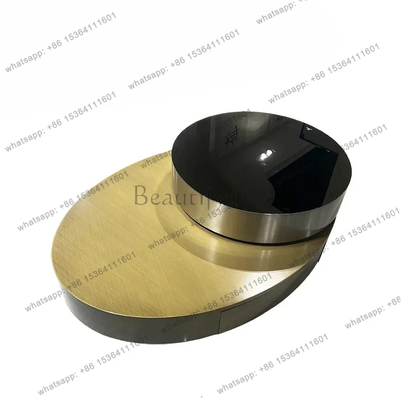 

Creative Rotatable Coffee Table Italian Minimalist Living Room Simple Stainless Steel Oval Coffee Table