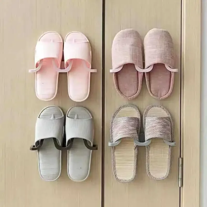 New Wall Mounted Shoe Rack Bathroom Home Shoe Organizer Space Saving Slippers Hanger Bathroom Slipper Hanging Slipper Storage