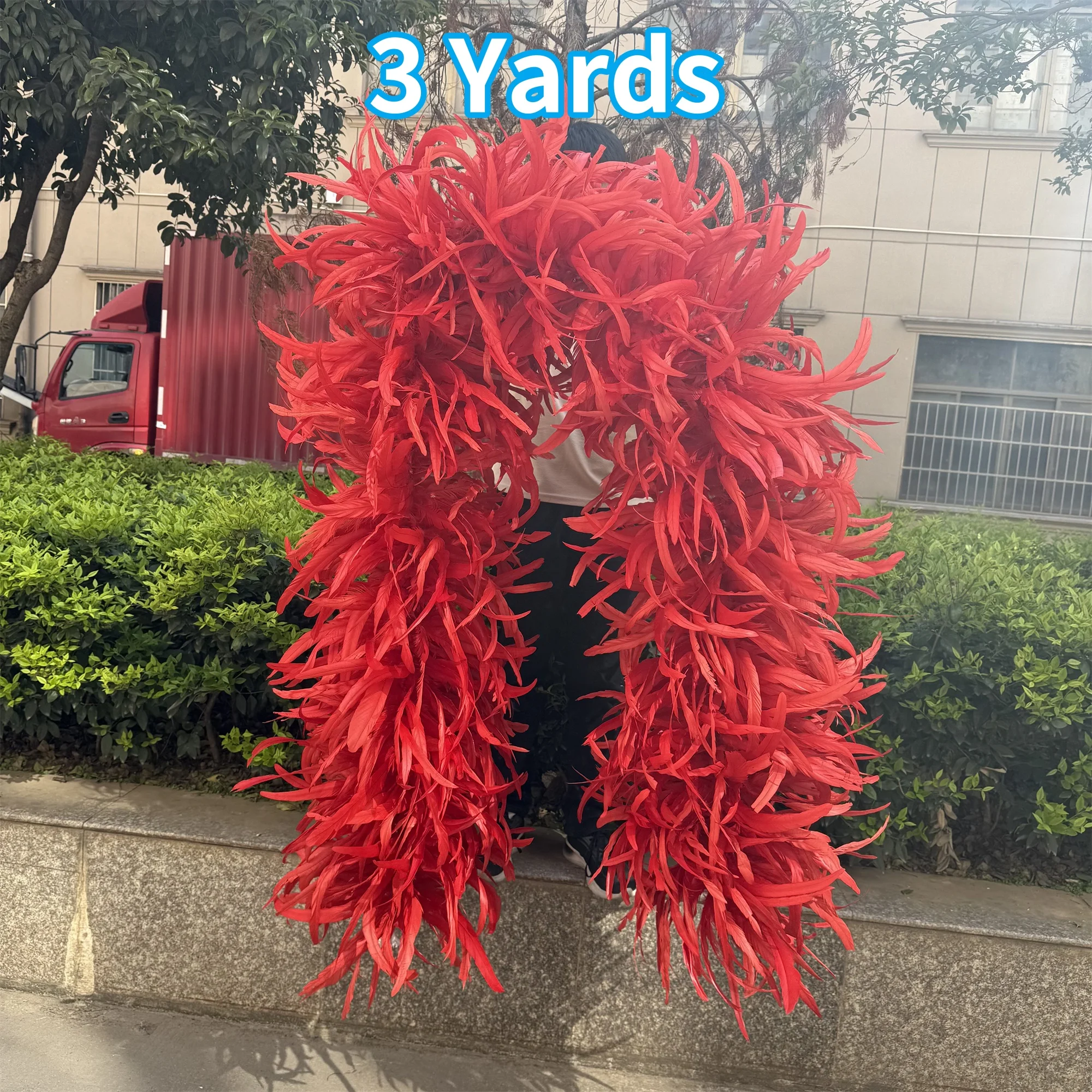 

Red Rooster Feather Boa 1-4 Yards Natural Chicken Plume Tail Trims Decorative Shawl for Cosplay Costume Clothing Party Scarf