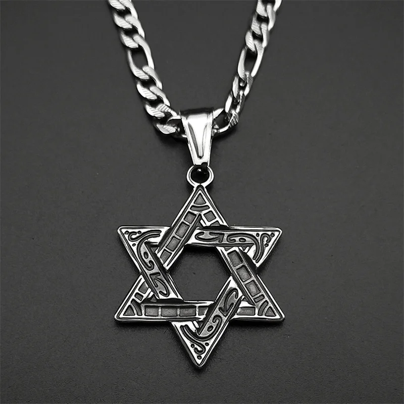 قلادة نجمة داود من الفولاذ المقاوم للصدأ، قلادة رمزية يهودية سداسية، متوفرة بالذهب والفضة، إكسسوار مجوهرات