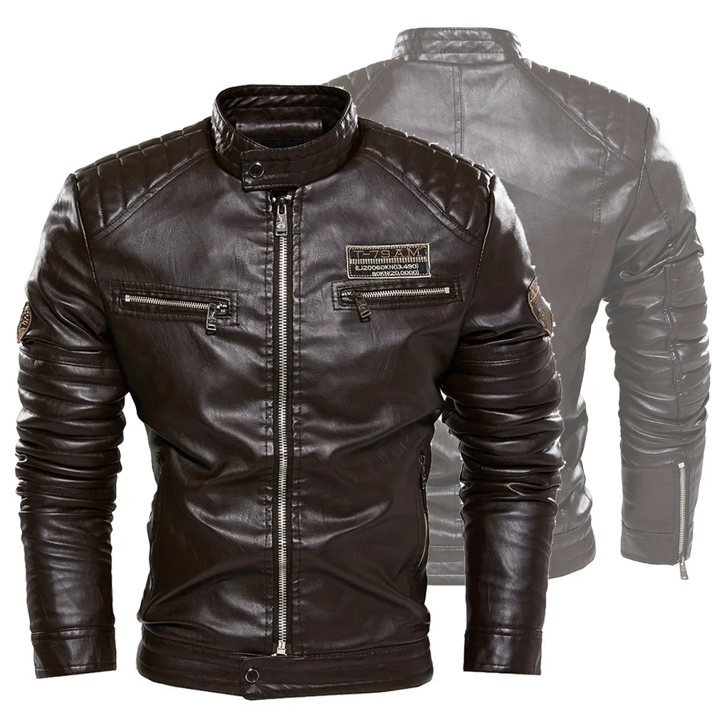 2023 Autumn and Winter Plush PU Oversized Men\'s Jacket Men\'s Jacket Leather Jacket