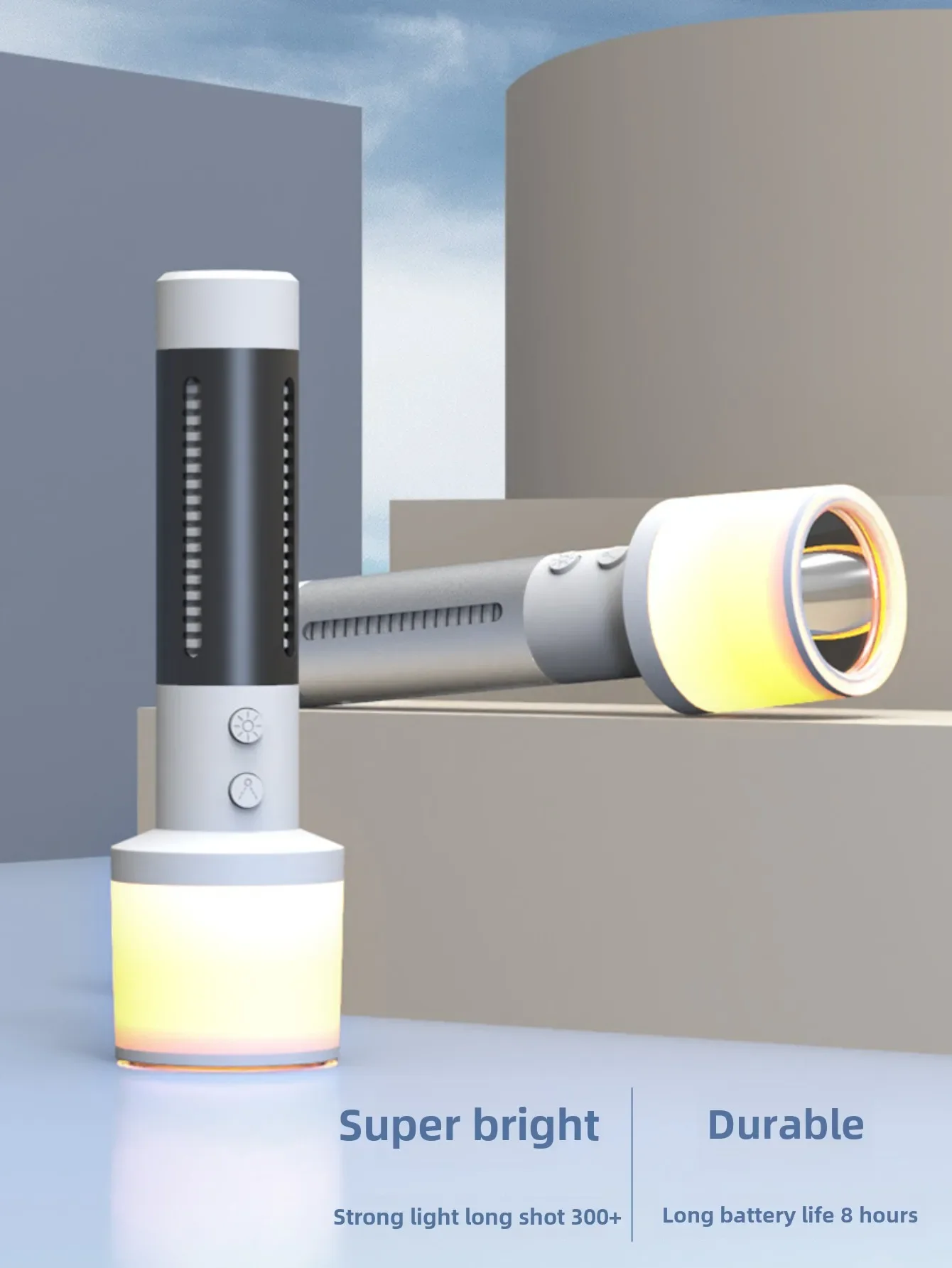 โคมไฟคู่ไฟฉาย LED USB ชาร์จไฟฉายความสว่างสูงกันน้ําตกปลาเดินป่าตั้งแคมป์โคมไฟ Long Shot Hand Light