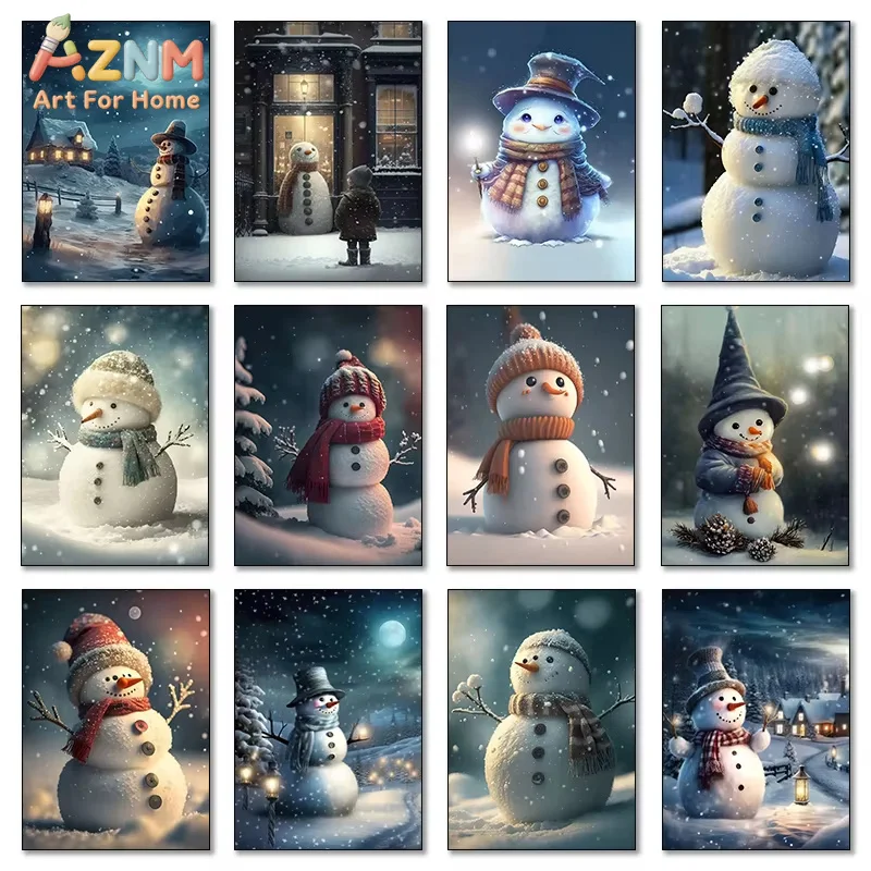 1PC Snowman Poster Christmas Snowman Cute Marry Christmas Canvas Printing Poster Wall Art Decoration Painting For Home Decor