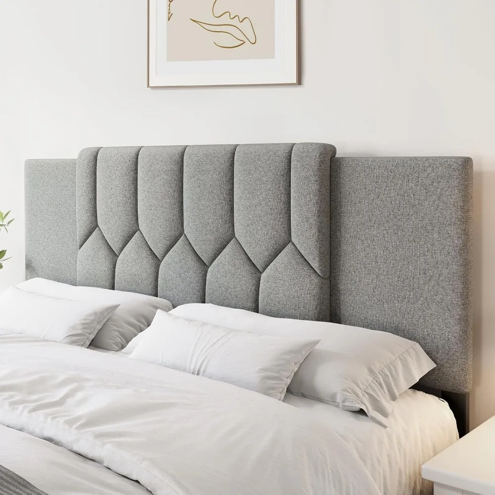 Upholstered Tufted Headboard, 3 in 1 Headboard for Full/Queen/King Size Bed, Height & Width Adjustable Head Boards, Attach Frame