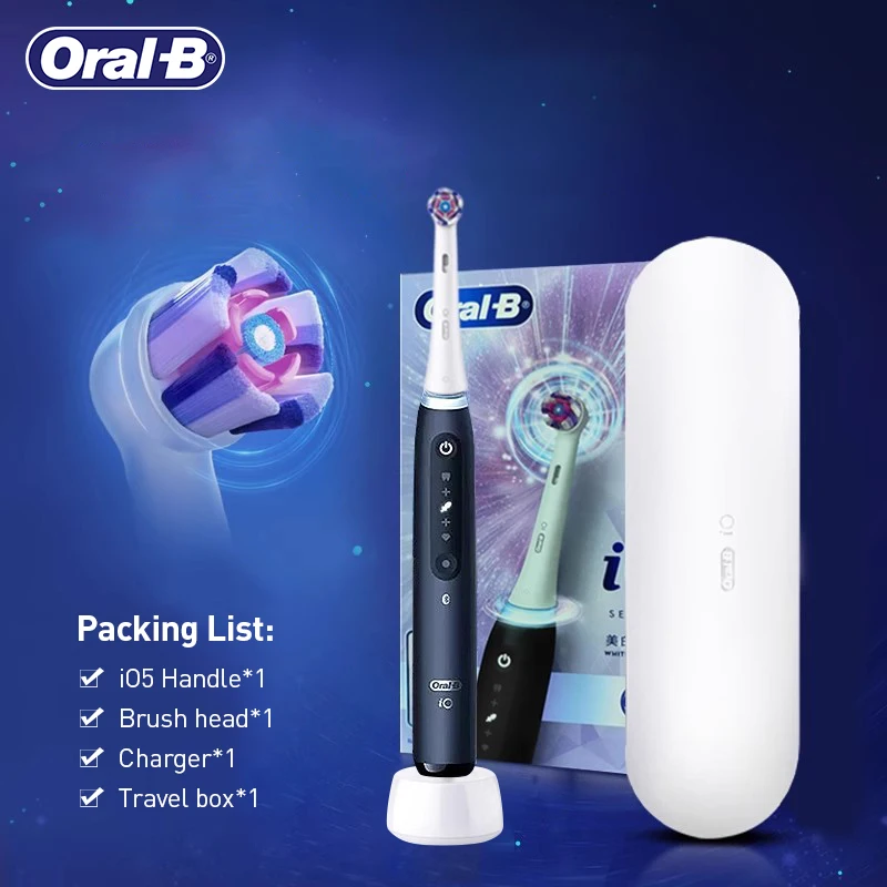 Oral B IO5 Electric Toothbrush 5Modes Professional Whitening Tooth Brush Intelligent Magnetic Tech Pressure Sensor 2min Timer