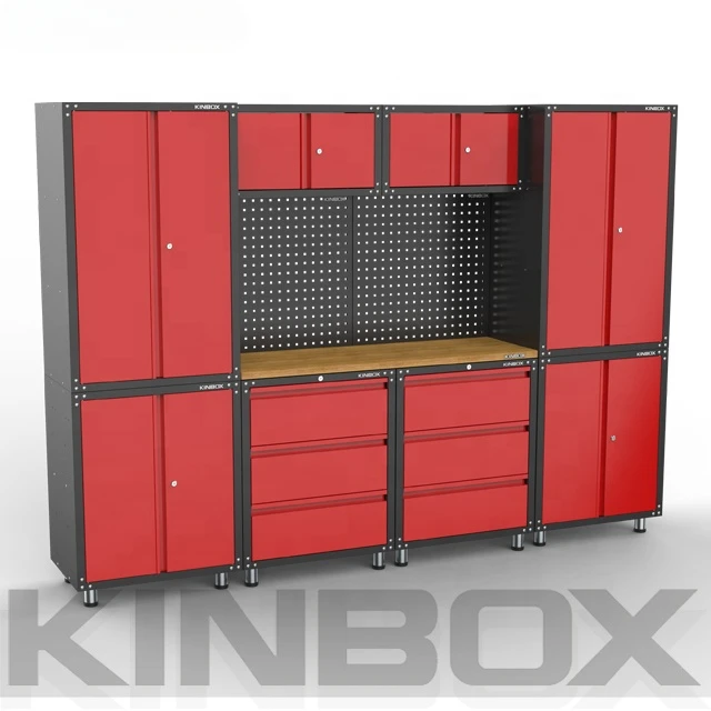 Kinbox 11 Pieces Modular Garage Cabinet Hardware Work Table for Tool Storage