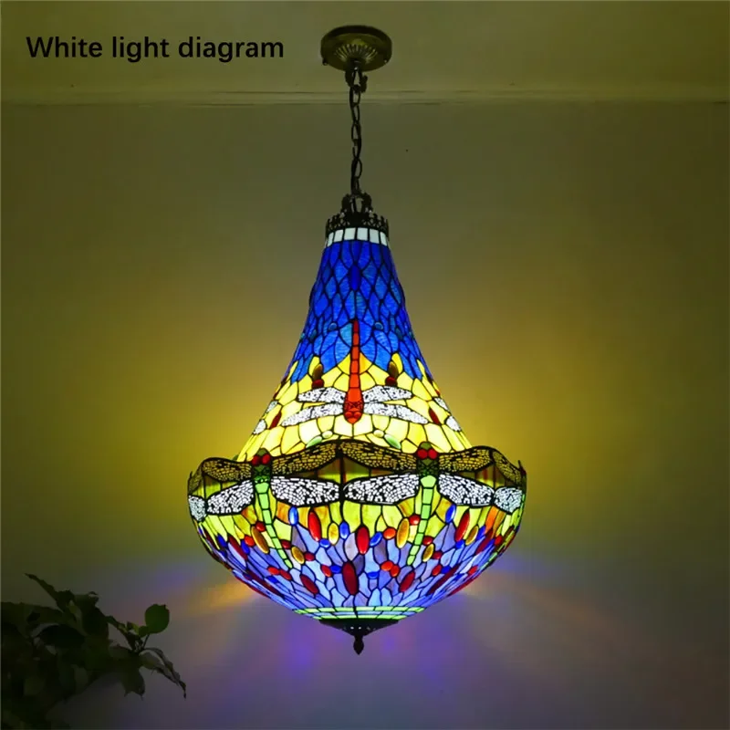 AOSONG Tiffany European Chandelier Vintage Restaurant Bedroom Coffee Shop Bar Villa Corridor Color Glass Pendant Lamp