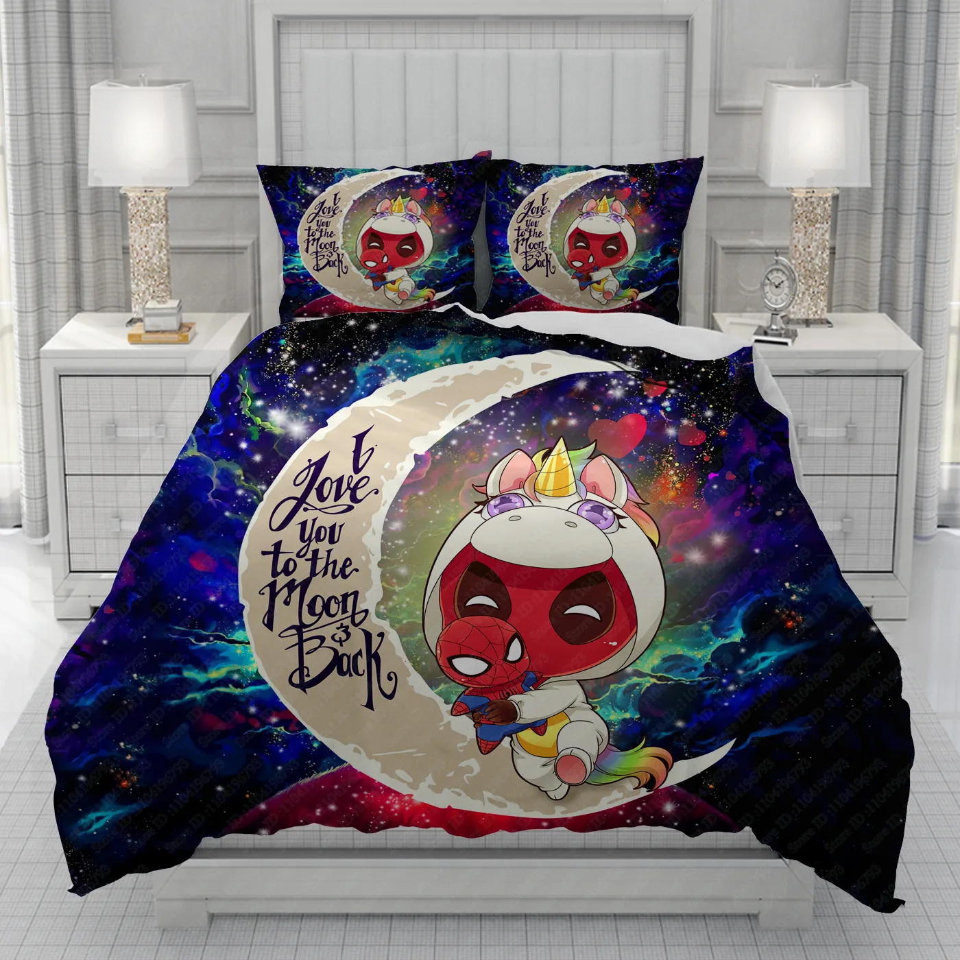 Deadpool/spiderman/Hello Kikty/groot Duvet Cover men women/Children KID Printing Disney cartoon Bedding Set Comforter Bed