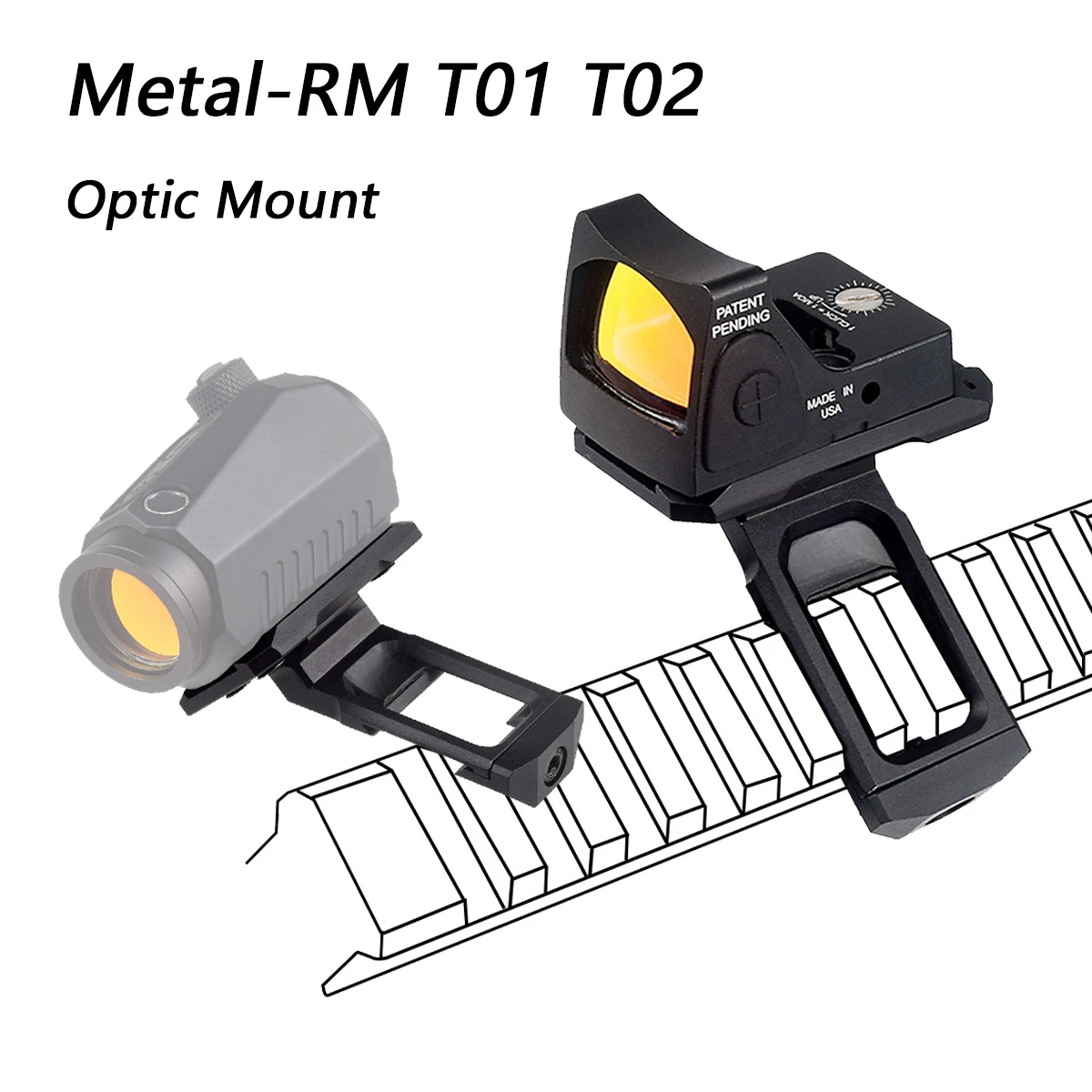 Montaż boczny do celownika kolimatorowego 45 °   Akcesoria do montażu lunety offsetowej Metal RM T01 T02 Red Dot Holographic 45 Degree Bracket