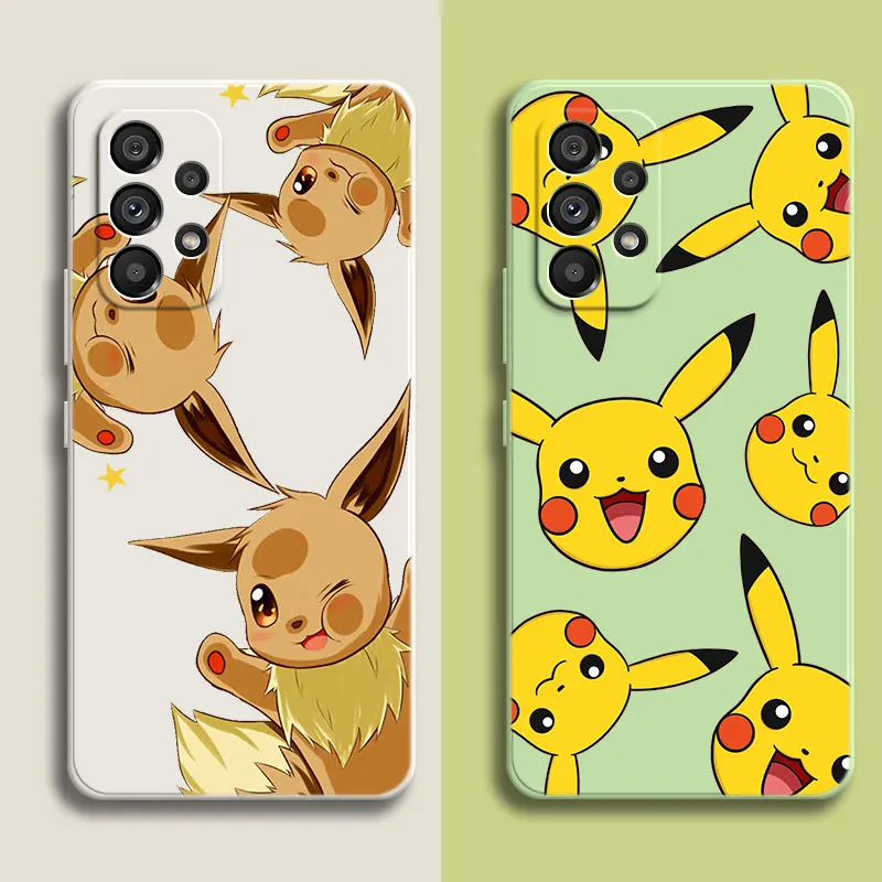 New Cute Pikachu Eevee Case For Samsung Galaxy A14 A33 A34 A53 A54 A13 A12 A23 A24 A22 A32 A50 A51 A52 A70 A71 A72 A73 A04S A04E