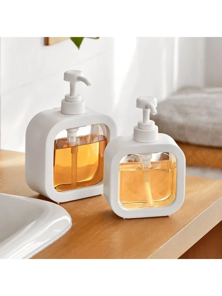 1PCS large-capacity soap dispenser bottle, transparent visible plastic press bottle, suitable for travel, kitchen, bathroom