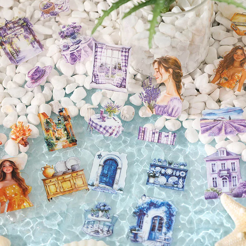 400 sheets - PET waterproof stickers for vintage floral characters in the four seasons of blooming flowers, hand account materia