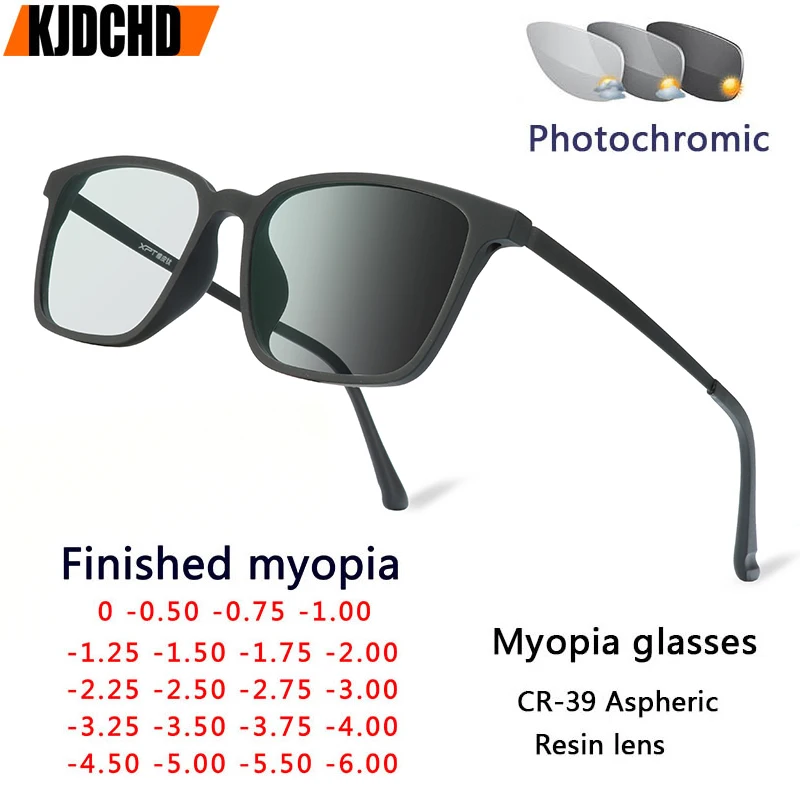 Kwadratowe tytanowe okulary dla krótkowzroczności z lekką i wygodną ochroną przed promieniowaniem UV Okulary krótkowzroczne 0 -0,5 -0,75 do -6