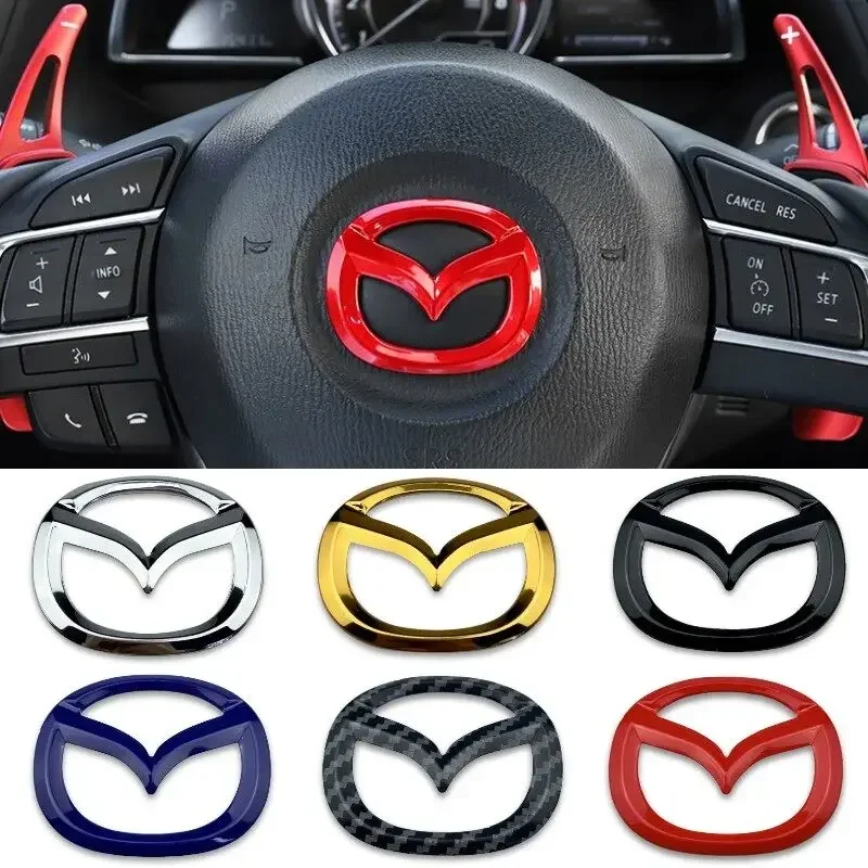 Car Steering Wheel Center Emblem Logo Sticker Decals for Mazda 6 3 323 AXELA CX3 CX-5 CX8 CX9 CX-4 CX-7 Cx50 CX60 Demio RX7 RX8