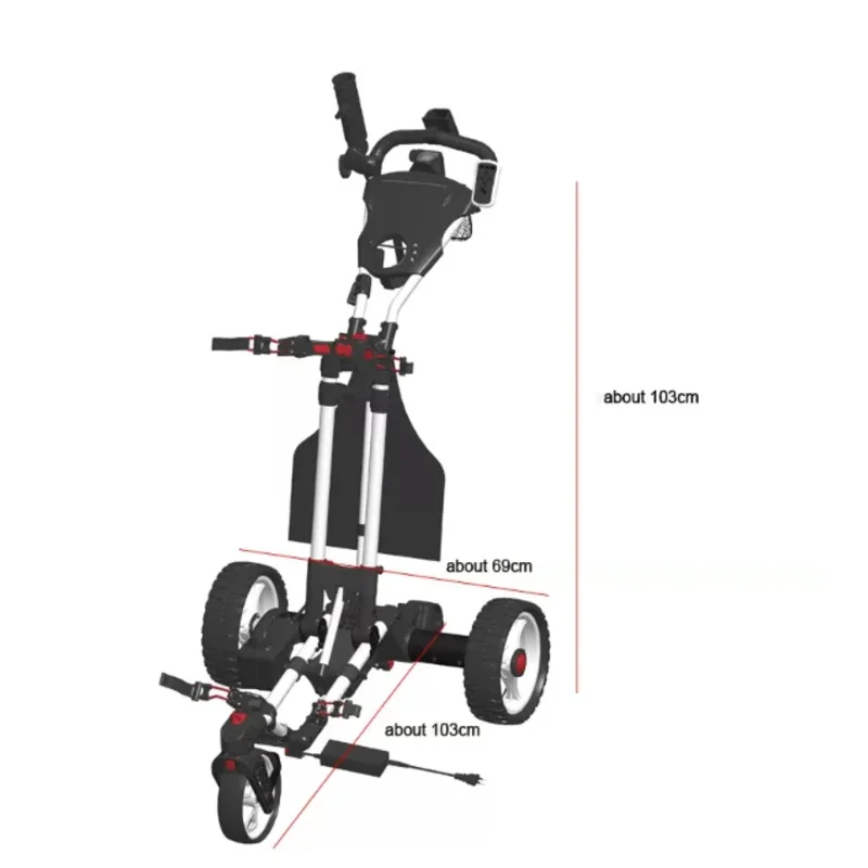 

Electric Rechargeable Battery Caddy for Carrying Clubs and Bag W/ Remote Control Anti Tip Wheel & Downhill Control