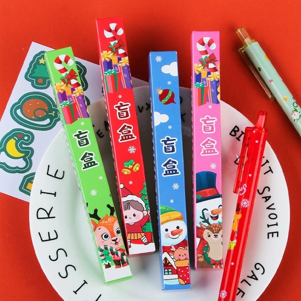 New Cartoon Christmas Blind Box Writing Supplies Press Writing Tool Gel Pen Quick Drying Black Ink Gel Pen Office Accessories