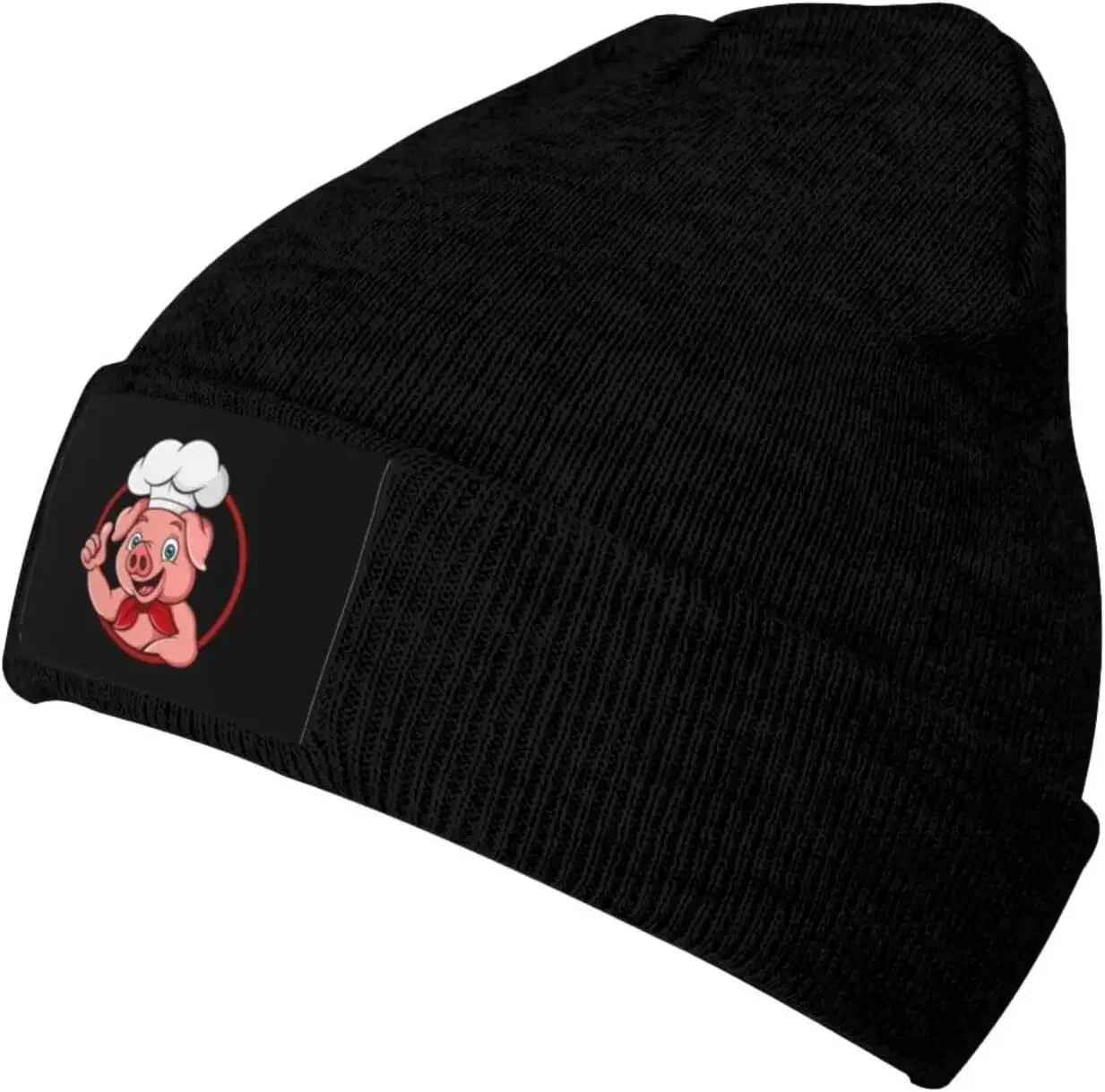 Cartoon Pig Chef Giving Thumb Up Beanie Hat for Men Women Warm Cozy Knit Skull Cap Acrylic Winter Hats