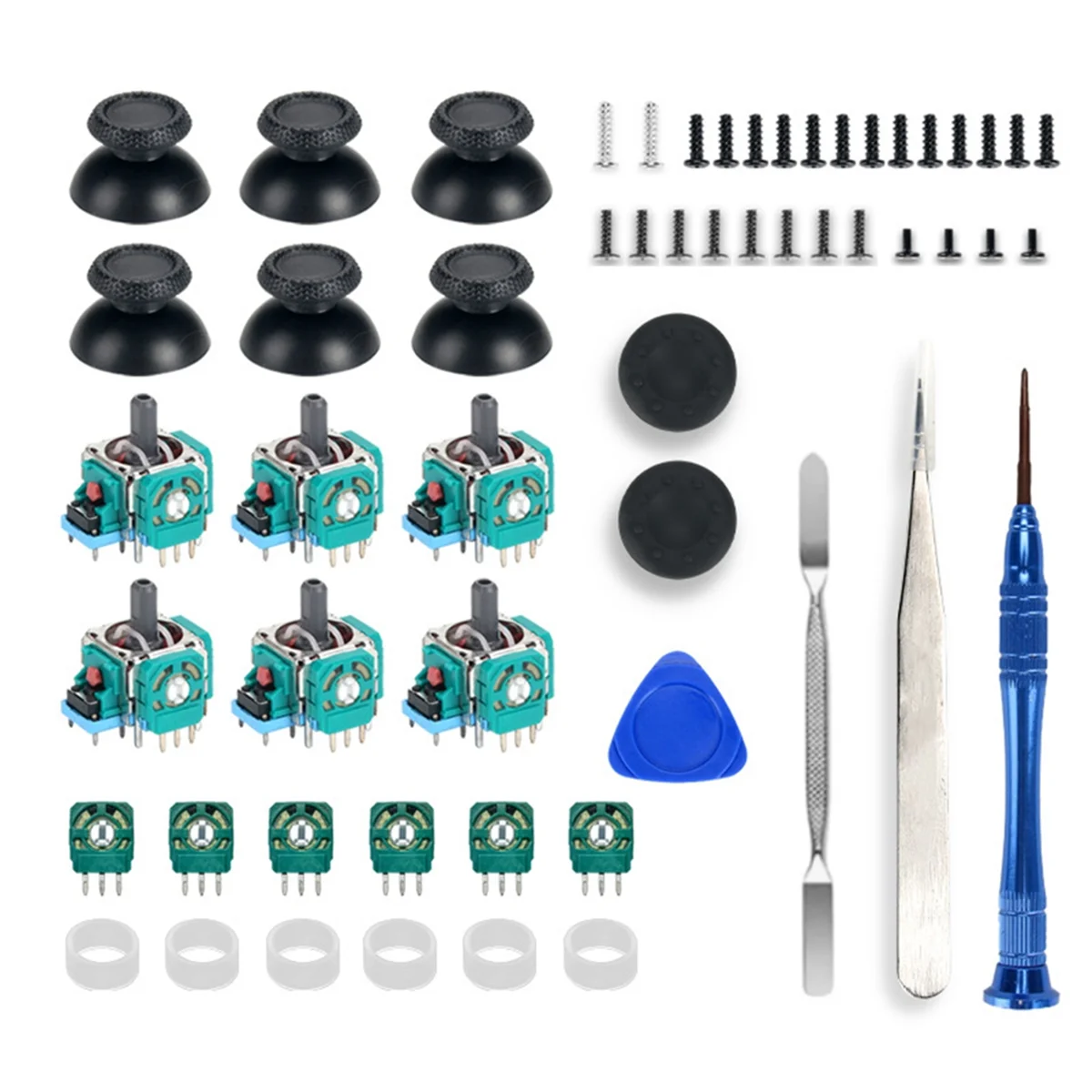 6PCS Analog Joystick with 6 Sensor Module for PS5 Controller 3D Analog Joystick Potentiometer+Joystick Caps Repair Kit