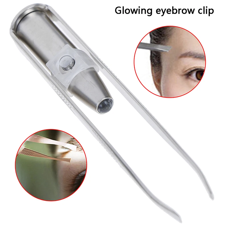 1Pcs Led Light Stainless Steel Make Up Tool Eyebrow Beauty Hair Removal Tweezer