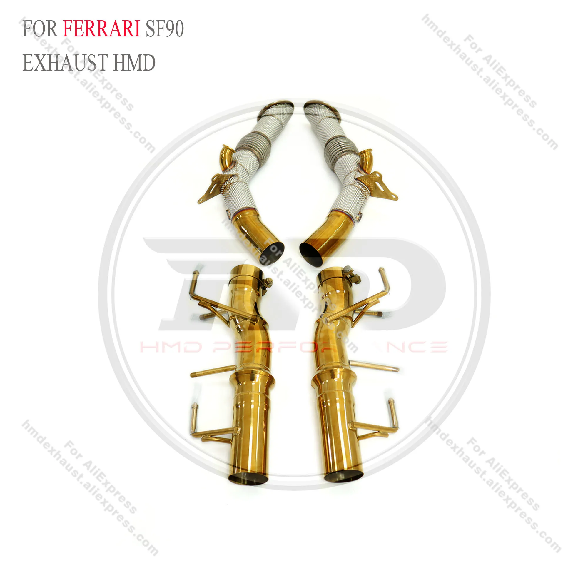 HMD Stainless Steel Gold Exhaust System High Performance Catback Full Exhaust for Ferrari SF90 Without Valve