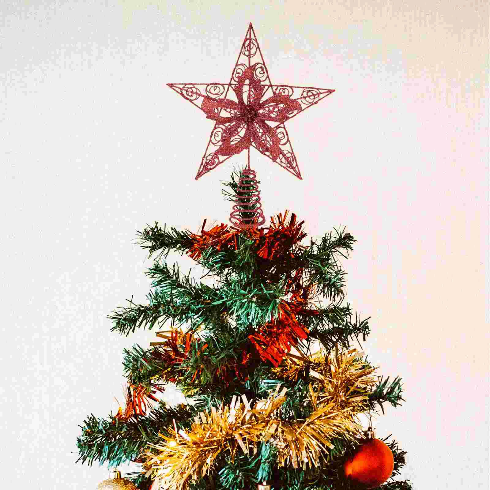 Christmas Tree Top Star Decoration Xmas Ornament Family Wrought Iron Adornment Versatile