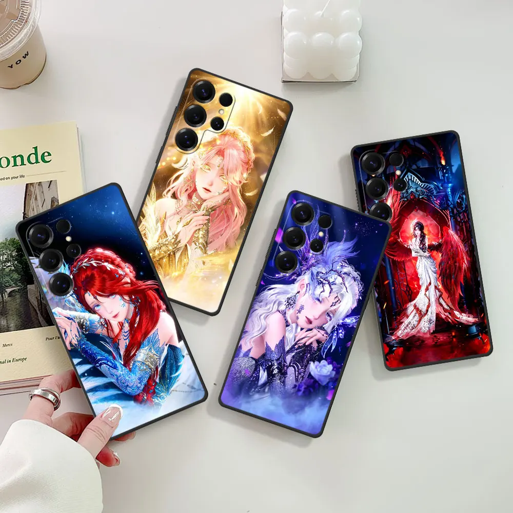 Phone Case for Samsung Galaxy S25 S24 S23 S22 S20 S26 FE S9 S10 S21 Ultra S8 Plus TPU Black Cover Cartoon Infinity Nikki Cute