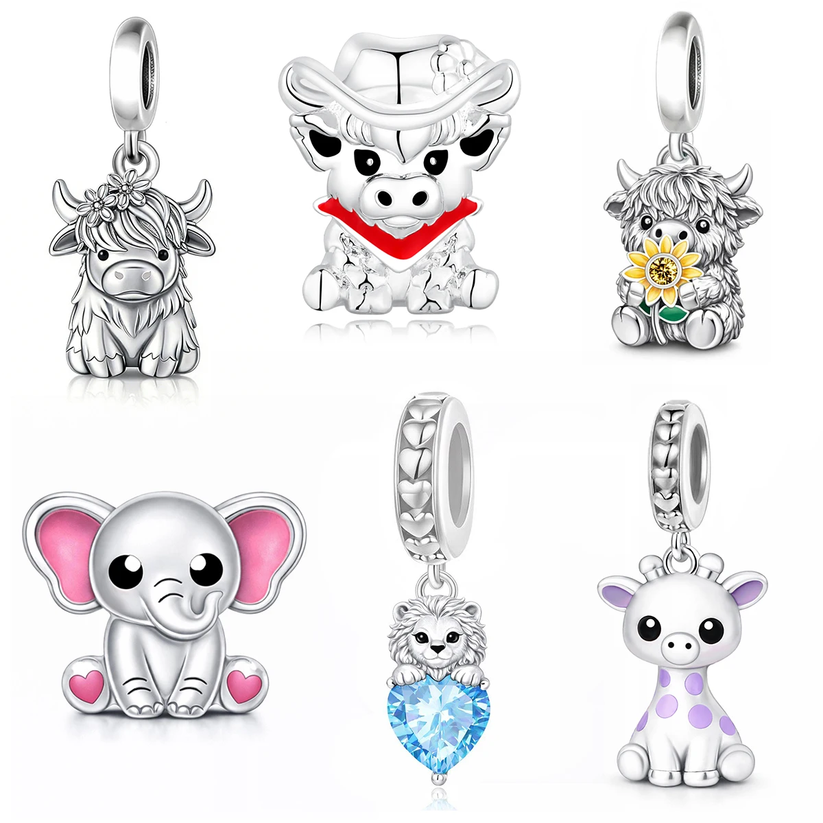 Original Design Animal Series Bead Pendant,DIY Bracelet Jewelry Gift,Environmentally friendly Copper Material Plated Silver