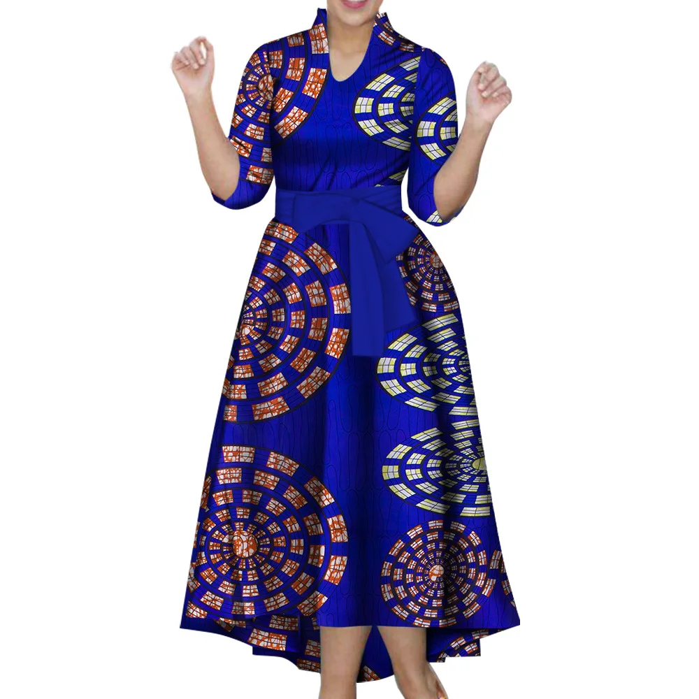 Fashion Ankara Maxi Long Dress Women Party Printed Mermaid Long Vintage Retro Large Size African Event Celebrate Gown New