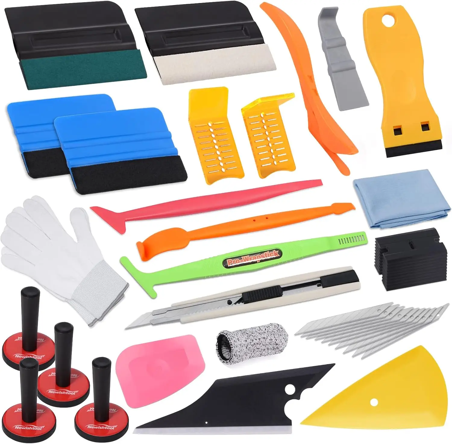 Complete Vinyl Wrap Tool Kit for Car Wrapping, Includes Squeegees, Knives, Magnets & Cleaning Accessories