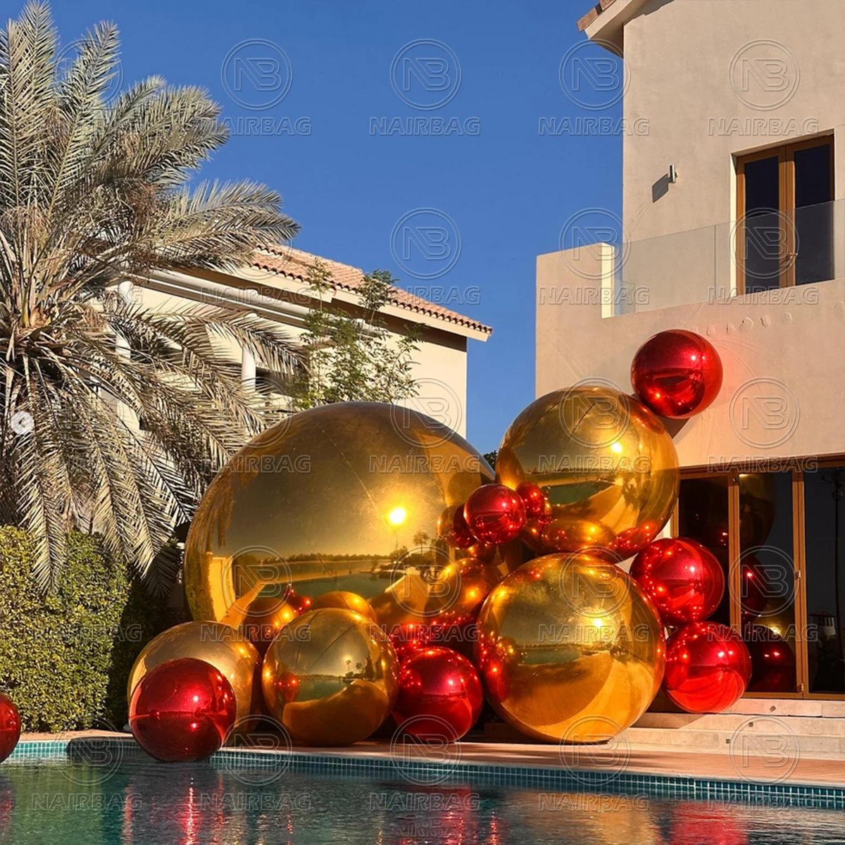 

Nairbag 6pcs Gold Inflatable Mirror Balloon Disco Ball Set Event Party Wedding Decor Silver Big Shiny Balls Mirror Sphere