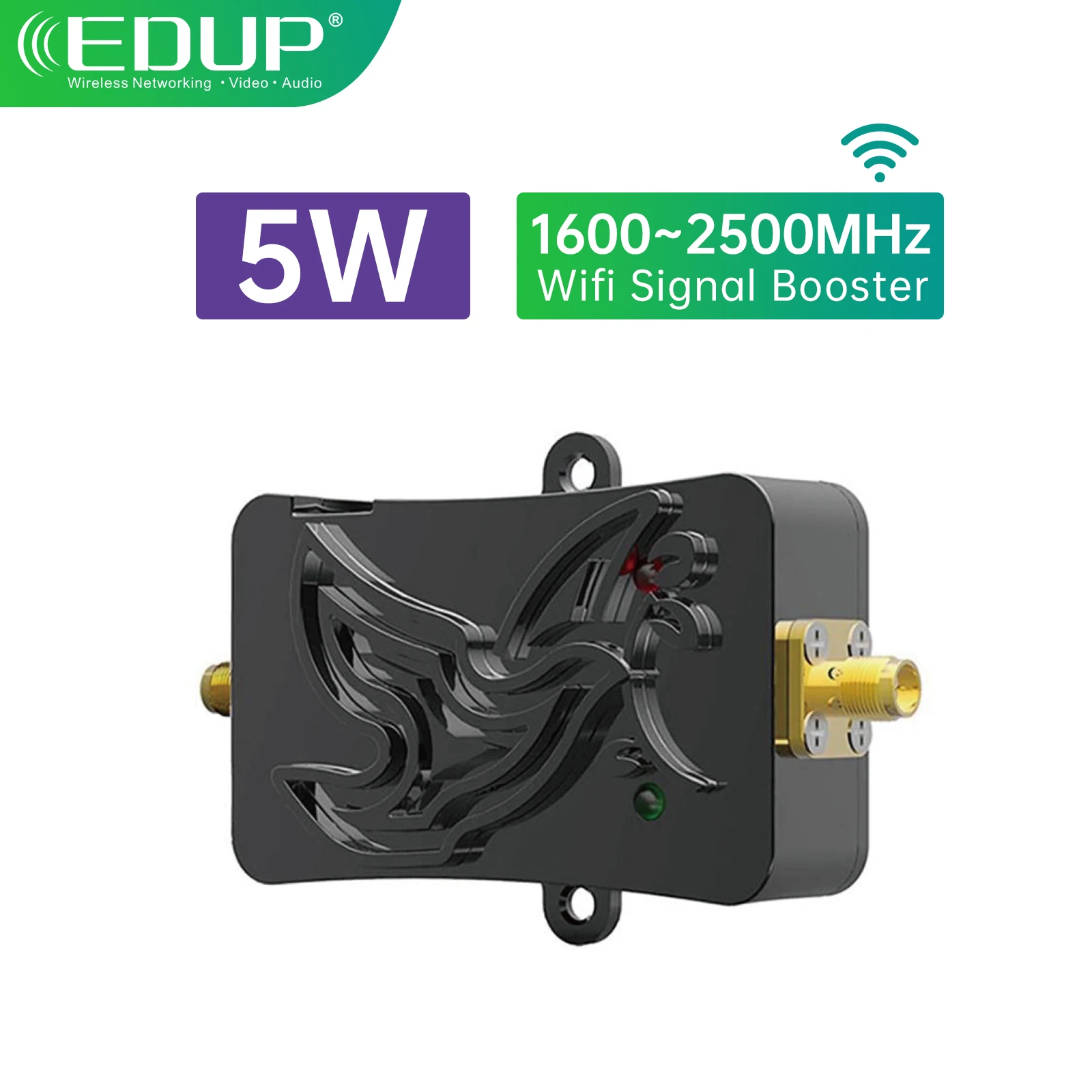 

EDUP EP-AB057 Усилитель сигнала Wi-Fi высокой мощности 5 Вт 1,6-2,5 ГГц Усилитель WLAN Беспроводной расширитель диапазона Стабильное домашнее усиление Wi-Fi