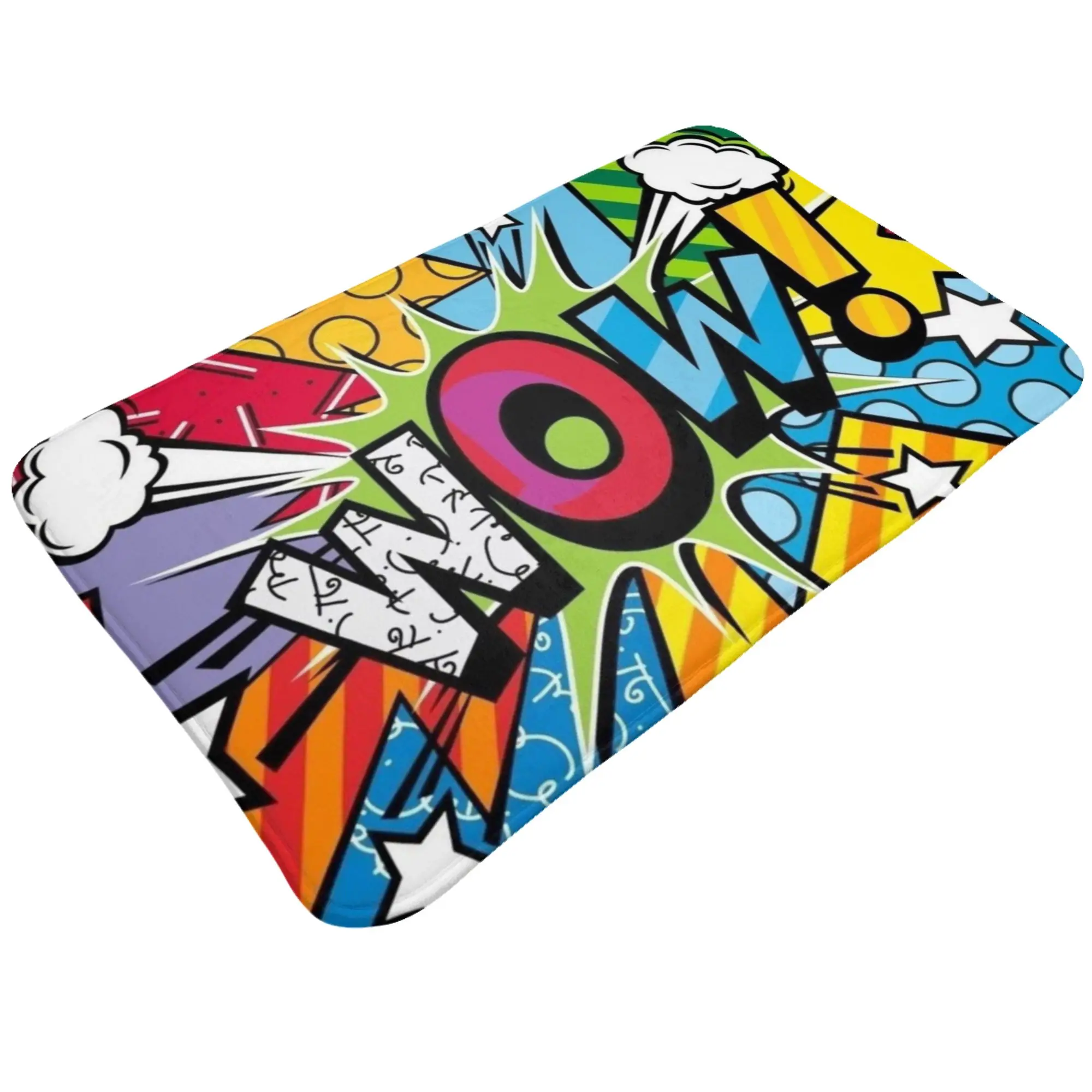 Colorful Pop Art Wow Comic Burst Poster Doormat Bath Living Room Mat  Entrance Home Decoration