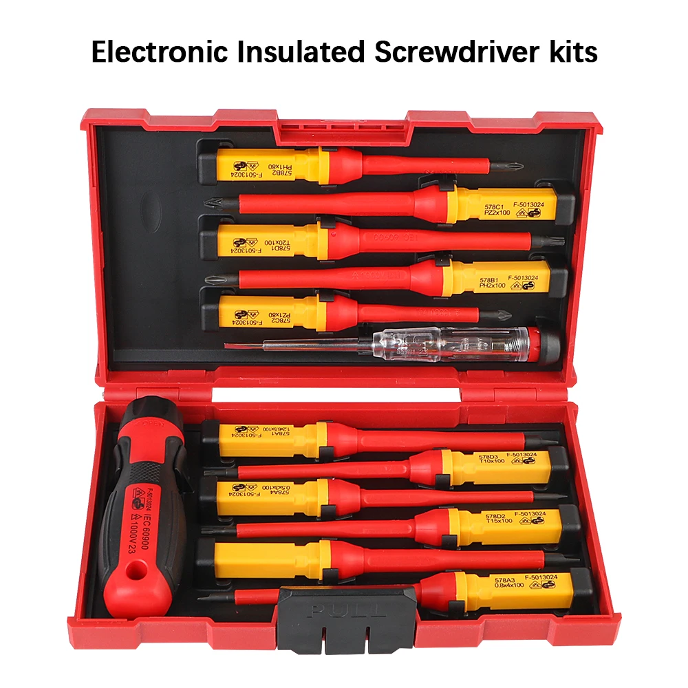 Isolated Current Household Circuit Tool with Box Electronic Insulated Screwdriver kits 12PCS Cross Plate Screwdriver