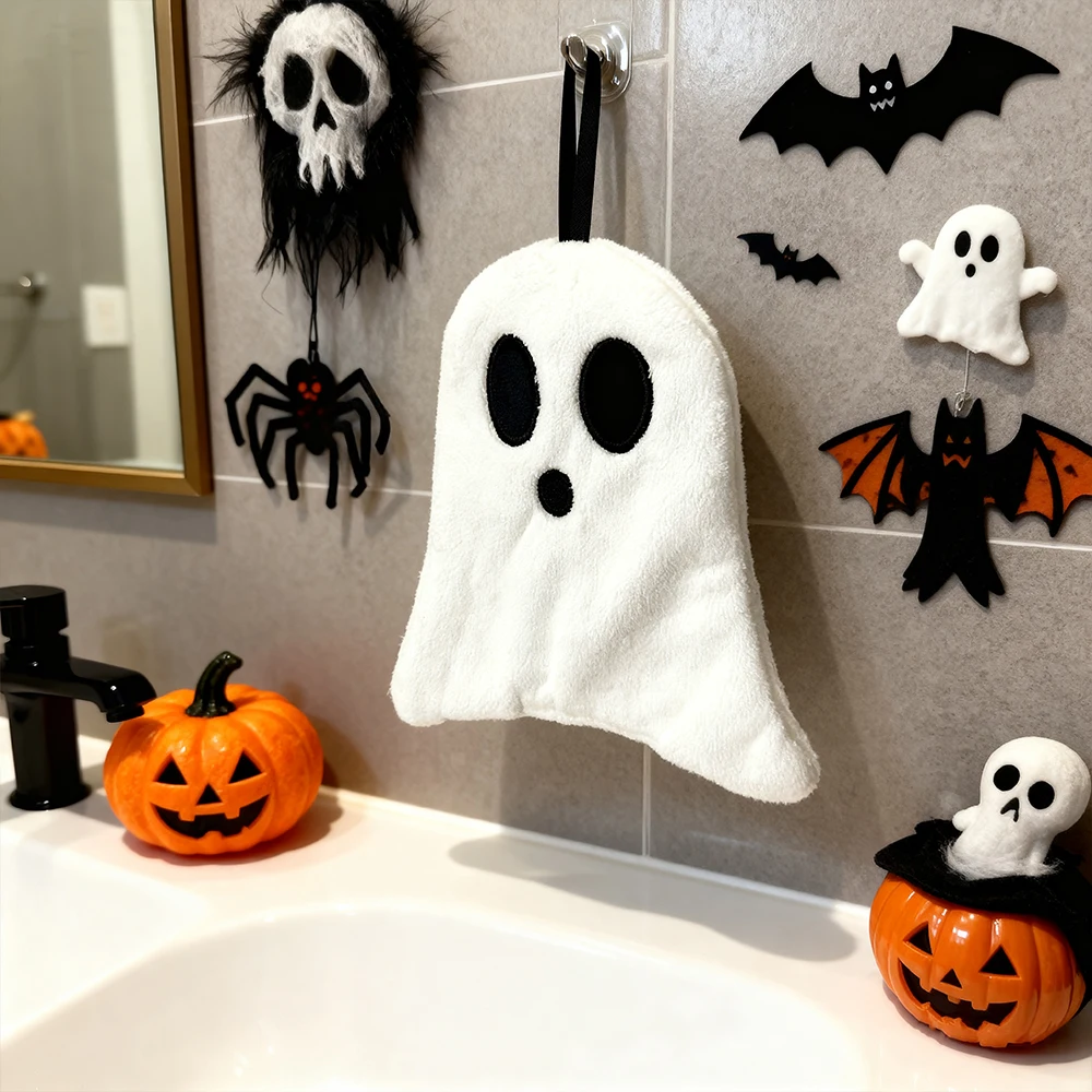 Halloween Hand Towels, Cute Bathroom Hanging Soft Absorbent Towels Suitable for Home, Kitchen, Tea Towel, Halloween Gift.