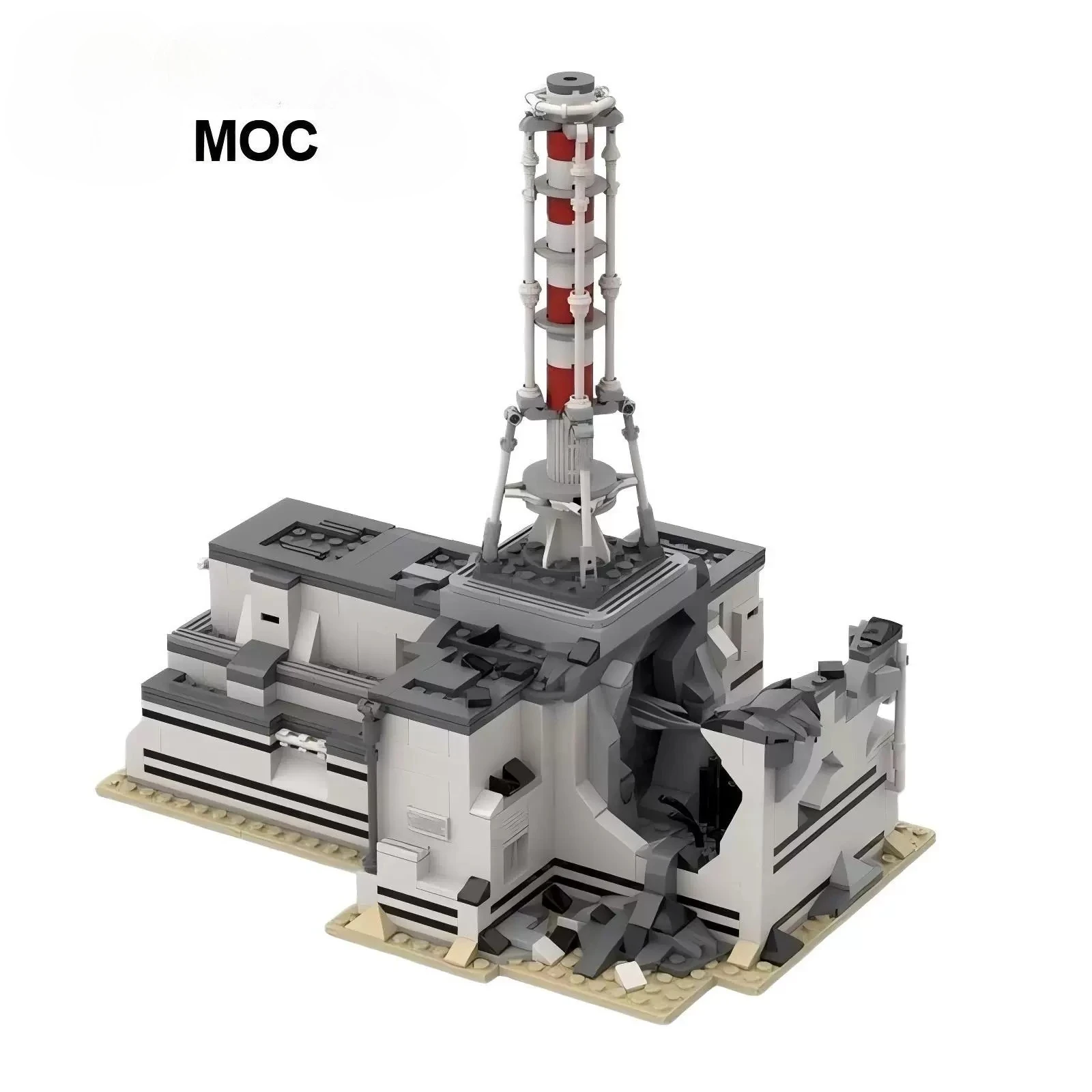MOC 1986 Architecture Chernobyl Nuclear Power Plant Disaster Model Custom Building Block Modular Technology DIY Assembly Display