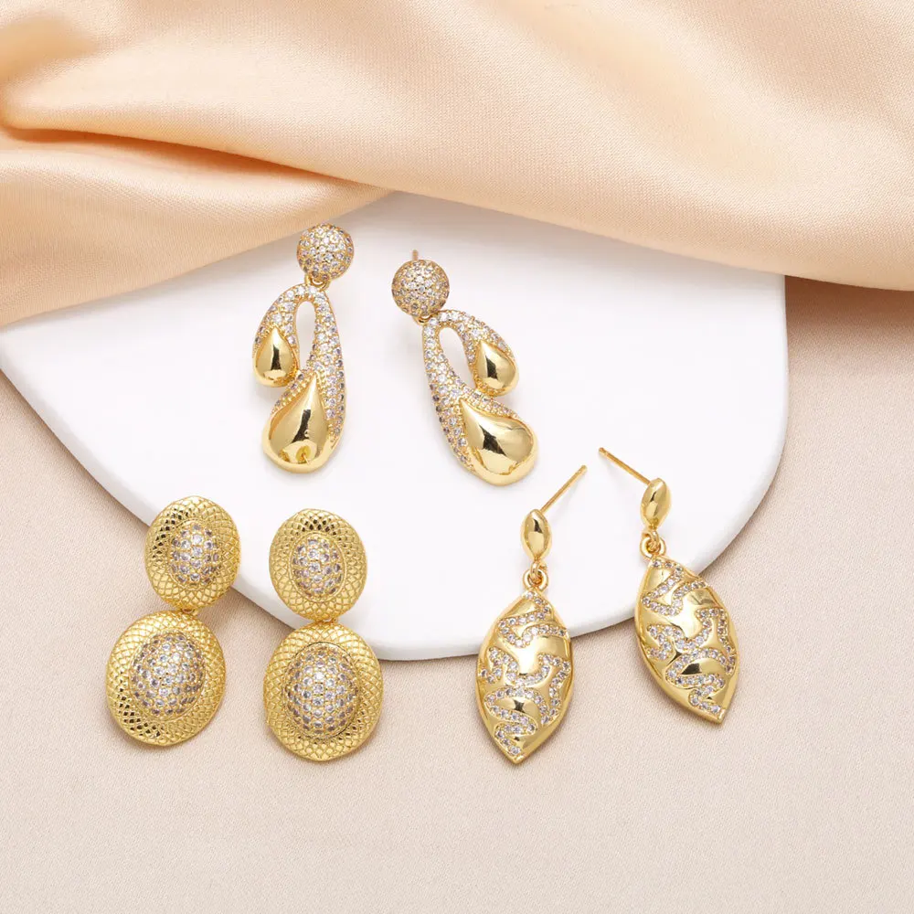 Newly Designed Irregularly Shaped Brass Earrings cubic zirconia for Fashionable Women