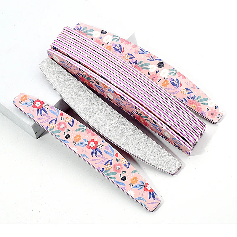 5/10pcs Lovely Floral Nail Files Washable Double Side Nail Buffer for Finger Polish UV Gel Manicure Orange Purple Nail Art Files