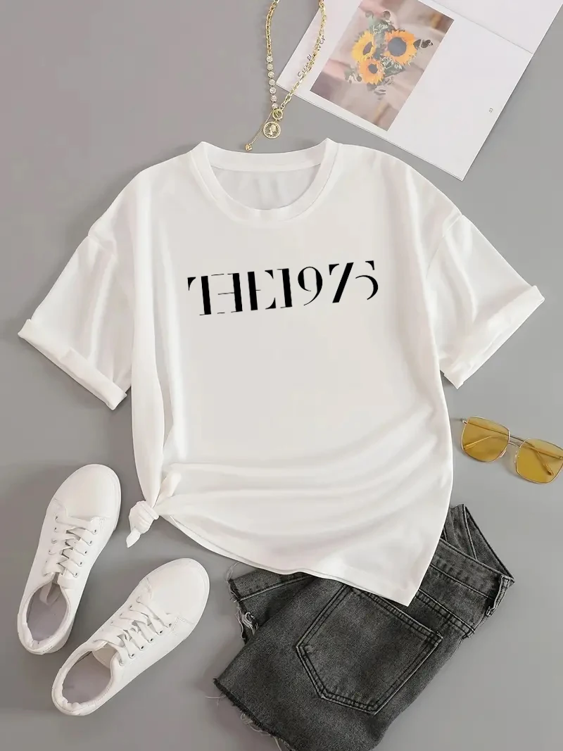 

100% Cotton The 1975 Letters Print Women Tshirt Cotton Casual Shirt For Lady Yong Girl Top Tee 7 Colors Drop Ship