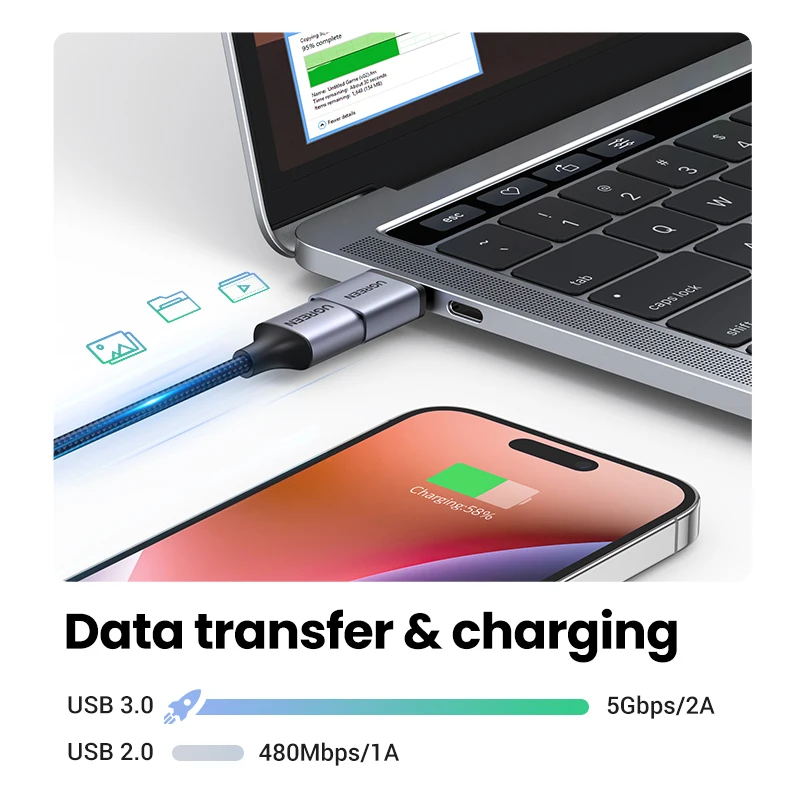 UGREEN USB 3,0 OTG адаптер Тип C к USB адаптер Женский конвертер Thunderbolt 3 для Macbook pro Air Xiaomi Samsung S20 S10 OTG